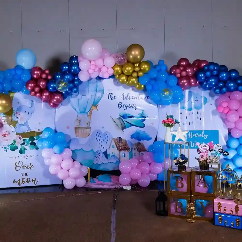 Buy let the adventure begin baby shower backdrop online